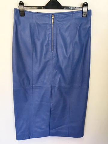 BRAND NEW MARKS & SPENCER AUTOGRAPH CORNFOWER BLUE LEATHER PENCIL SKIRT SIZE 14