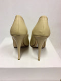 DUNE NUDE/BLONDE PATENT & GOLD TRIM HEELS SIZE 7/40