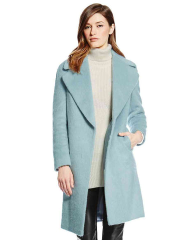 BRAND NEW MARKS & SPENCER AUTOGRAPH PALE BLUE WOOL & MOHAIR BLEND COAT SIZE 10