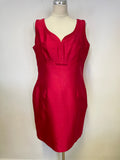 HOBBS RED SILK & WOOL BLEND PENCIL DRESS & JACKET SUIT SIZE 14
