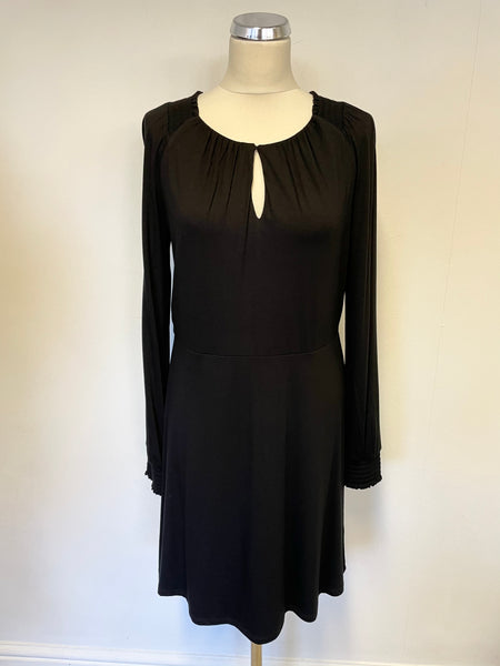 BRAND NEW BODEN BLACK STRETCH LONG SLEEVED A LINE DRESS SIZE 12