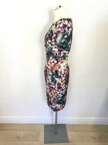 PHASE EIGHT MULTI COLOURED PRINT CAP SLEEVE FLORAL & BUTTERFLY PRINT DRESS SIZE 12