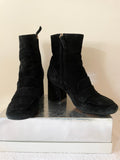 WHISTLES AMBROSE BLACK SUEDE LOAFER BOOTS SIZE 5/38