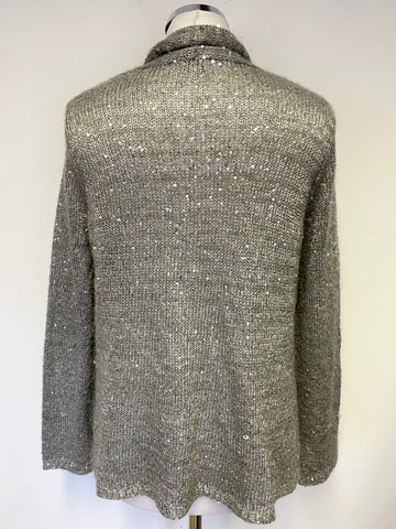 PHASE EIGHT GREY SEQUINNED LONG SLEEVED CARDIGAN  SIZE 14