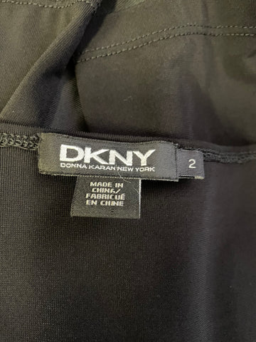 DKNY BLACK LONG SLEEVED SASH WAIST PENCIL DRESS SIZE 2 UK 6/8