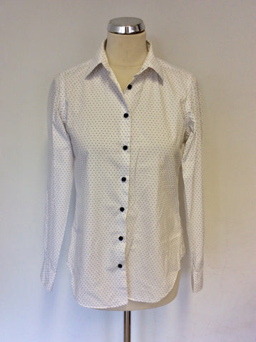 SAND JEANS WHITE & TINY BLUE FLOWER PRINT COTTON SHIRT SIZE M