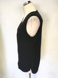 LK BENNETT BLACK SLEEVELESS SILKY PANEL SLEEVELESS TOP SIZE 10