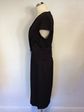 REISS BLACK MADDOX TWIST FRONT V NECKLINE DRESS SIZE 12