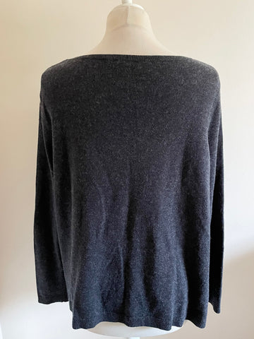 PHASE EIGHT CHARCOAL GREY WRAP FRONT LONG SLEEVED JUMPER SIZE 18