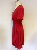 LA DRESS BY SIMONE RED CAP SLEEVE WRAP ACROSS DRESS SIZE L