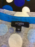 HOBBS BLACK, WHITE,BLUE & TURQOUISE SPOT COTTON CARDIGAN SIZE 12