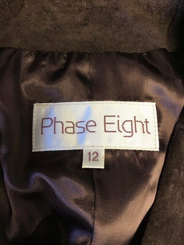 PHASE EIGHT BROWN SUEDE KNEE LENGTH COAT SIZE 12
