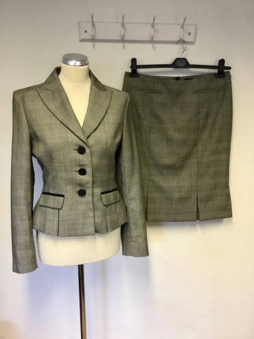 HOBBS GREY PRINCE OF WALES CHECK JACKET & SKIRT SUIT SIZE 10/12