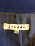 JIGSAW DARK BLUE CAP SLEEVE WOOL BLEND DRESS SIZE 14
