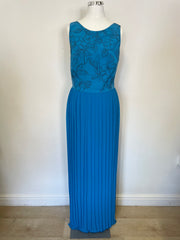 PAUL SMITH BLACK LABEL TURQUOISE BLUE SILK EMBROIDERED TOP MAXI DRESS SIZE 42 UK 10