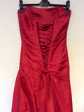 ROLAND JOYCE RED DIAMANTÉ TRIM STRAPLESS / STRAPPY BALL GOWN & MATCHING WRAP SIZE 8