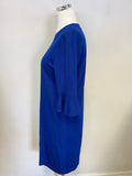 COS ROYAL BLUE FINE KNIT FLUTED HALF SLEEVE SHIFT DRESS SIZE M