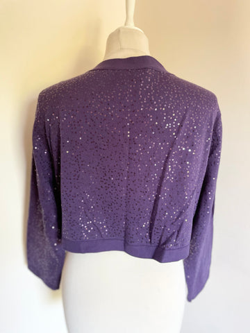 JACQUES VERT PURPLE SEQUIN KNIT BOLERO TOP SIZE L