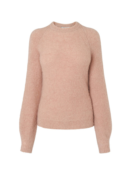 LK BENNETT JOLIE CHALK ROSE WOOL & MOHAIR BELL SLEEVE JUMPER SIZE M