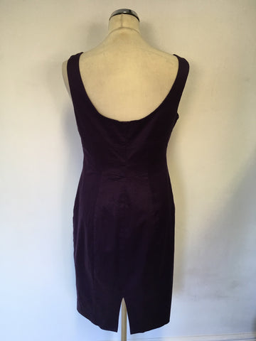 COAST AUBERGINE COTTON SLEEVELESS PENCIL DRESS SIZE 12