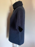 WHITE COMPANY NAVY BLUE POLO NECK SHORT BATWING SLEEVE JUMPER SIZE 8