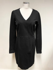 OUI BLACK JERSEY V NECK LONG SLEEVED PENCIL DRESS SIZE 14