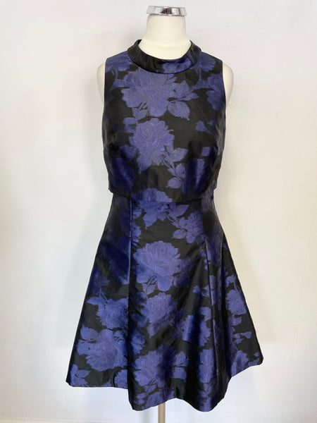 COAST BLACK & MIDNIGHT BLUE FLORAL PRINT SLEEVELESS SPECIAL OCCASION DRESS SIZE 8