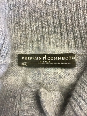PERUVIAN CONNECTION GREY 100% ROYAL ALPACA LONG SLEEVE CARDIGAN SIZE L