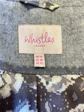 WHISTLES LIGHT GREY 100% WOOL 3/4 SLEEVE TIE BELT JACKET SIZE 14