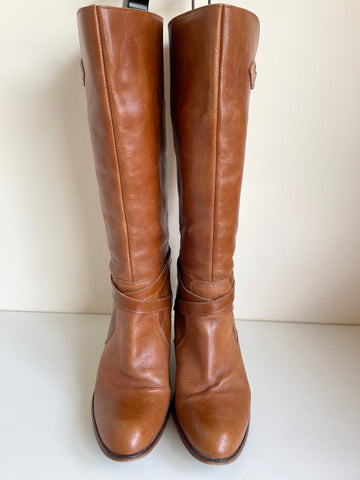 OFFICE TAN LEATHER HEELED BOOTS SIZE 7.5/41