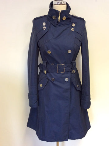 KAREN MILLEN DARK BLUE TRENCH COAT/MAC SIZE 10
