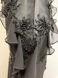 John Charles Black Satin Beaded & Sequin Evening Dress Size 8