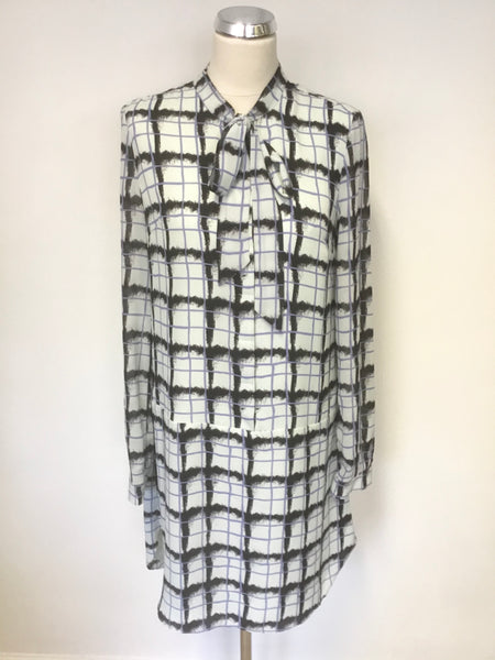 BRAND NEW REISS MIAMI PALE BLUE CHECK PRINT SHIRT DRESS SIZE 12