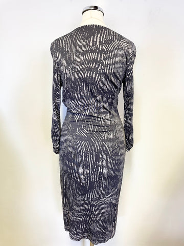 Ghost Dark Grey Print Wrap Dress Size 12