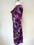 STAR BY JULIEN MACDONALD PURPLE FLORAL PRINT 3/4 SLEEVE SHIFT DRESS SIZE 8