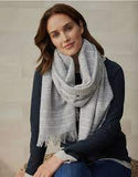 BRAND NEW THE WHITE COMPANY GREY STRIPED MERINO WOOL SCARF