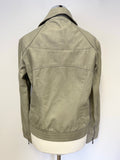 TED BAKER AMOUR STONE GREY SOFT LEATHER ZIP UP JACKET SIZE 3 UK 10/12