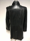 MARKS & SPENCER BLACK SOFT LEATHER COAT SIZE 12