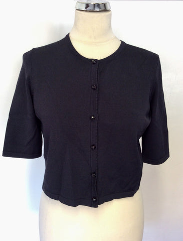 LAURA ASHLEY NAVY BLUE CROP SHORT SLEEVE CARDIGAN SIZE 12