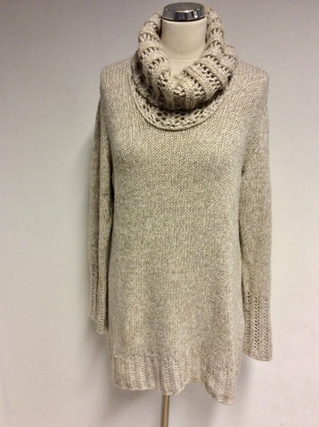 MARCCAIN OATMEAL BEIGE ROLL NECK JUMPER SIZE 4 UK 16