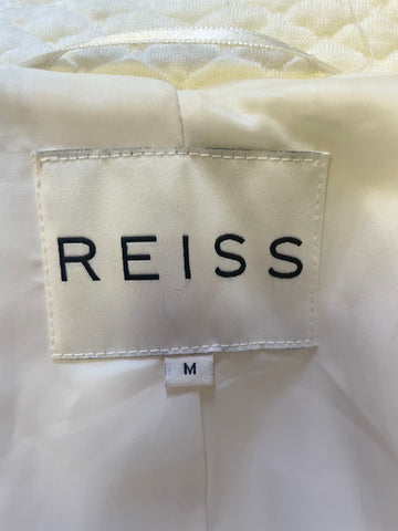 REISS LATINO IVORY QUILTED LONG SLEEVED JACKET SIZE M