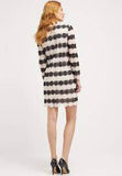 LK BENNETT CLAUDINE BLACK & CREAM CROCHET LONG SLEEVE SHIFT DRESS SIZE 8