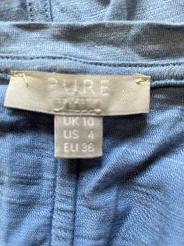 PURE COLLECTION BLUE V NECKLINE 3/4 SLEEVE TOP SIZE 10