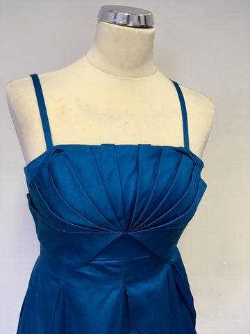 TED BAKER KINGFISHER COTTON STRAPLESS / STRAPPY OCCASION DRESS SIZE 1 UK 8