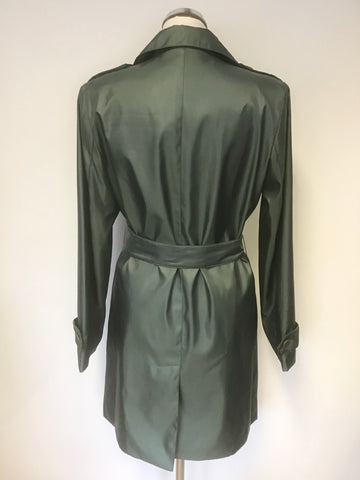 DENNIS BY DENNIS BASO GREEN BELTED KNEE LENGTH MAC SIZE S