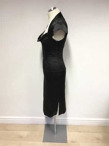 KAREN MILLEN BLACK DIAMANTÉ TRIM CORSET PENCIL DRESS SIZE 10