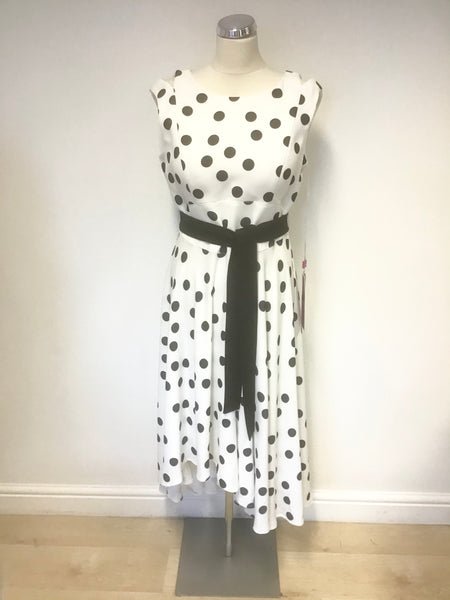 BRAND NEW NATALIYA COUTURE BLACK & WHITE SPOT FIT & FLARE OCCASION DRESS SIZE 46 UK 18