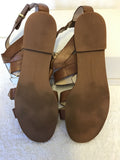 BRAND NEW FRENCH CONNECTION TAN LEATHER FLAT GLADIATOR SANDALS SIZE 5/38