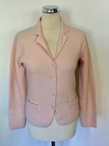 HOBBS PALE PINK MERINO WOOL V NECK CARDIGAN/ JACKET SIZE 12