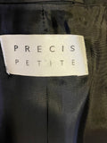 PRECIS PETITE BLACK LINEN BLEND SHORT SLEEVED FITTED JACKET SIZE 14